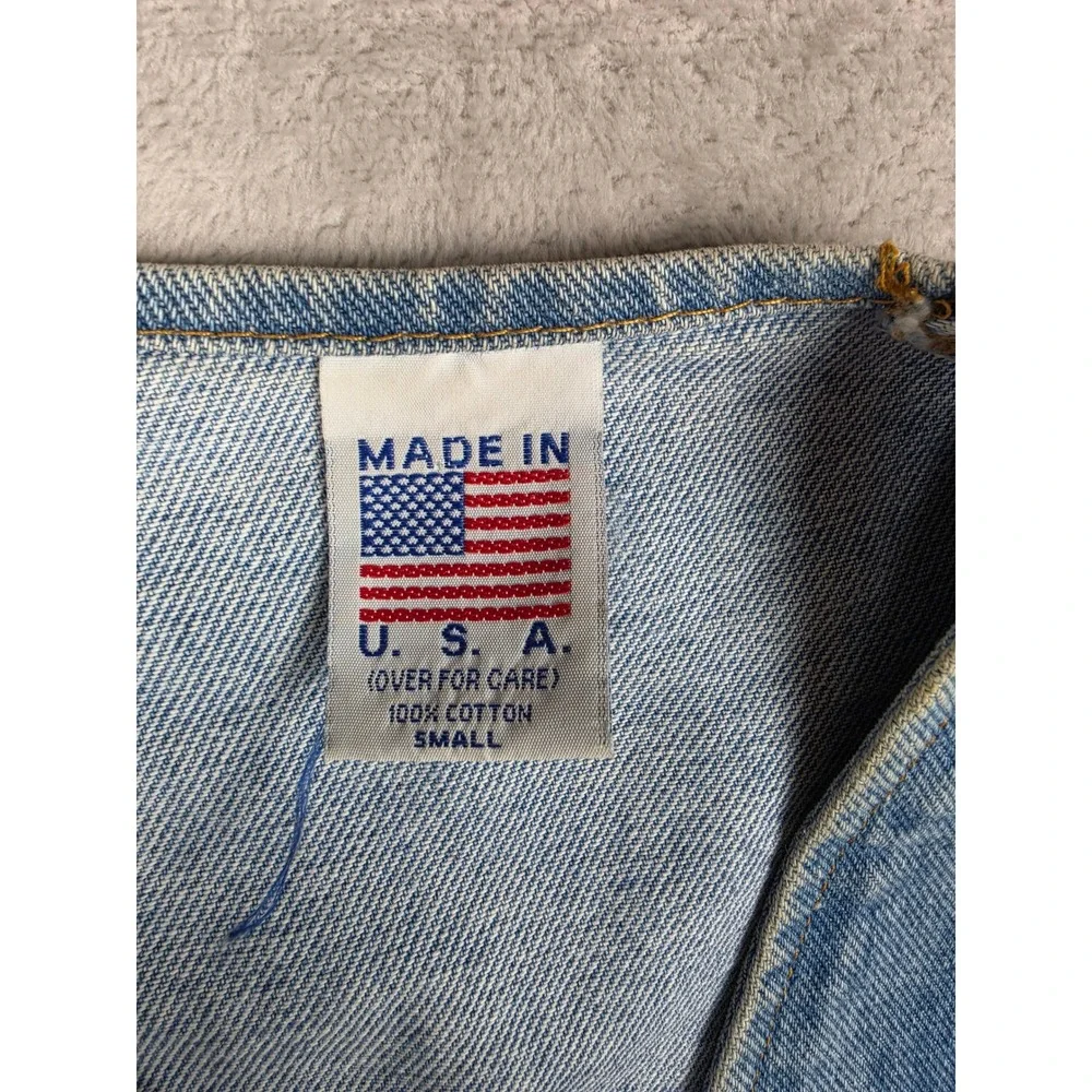 Vintage Tyca Denim Vest Mens S Blue Made in USA V-Neck Snap Front *Short